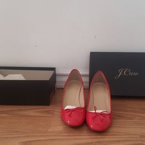 J. Crew Red patent Evie Ballet Pumps